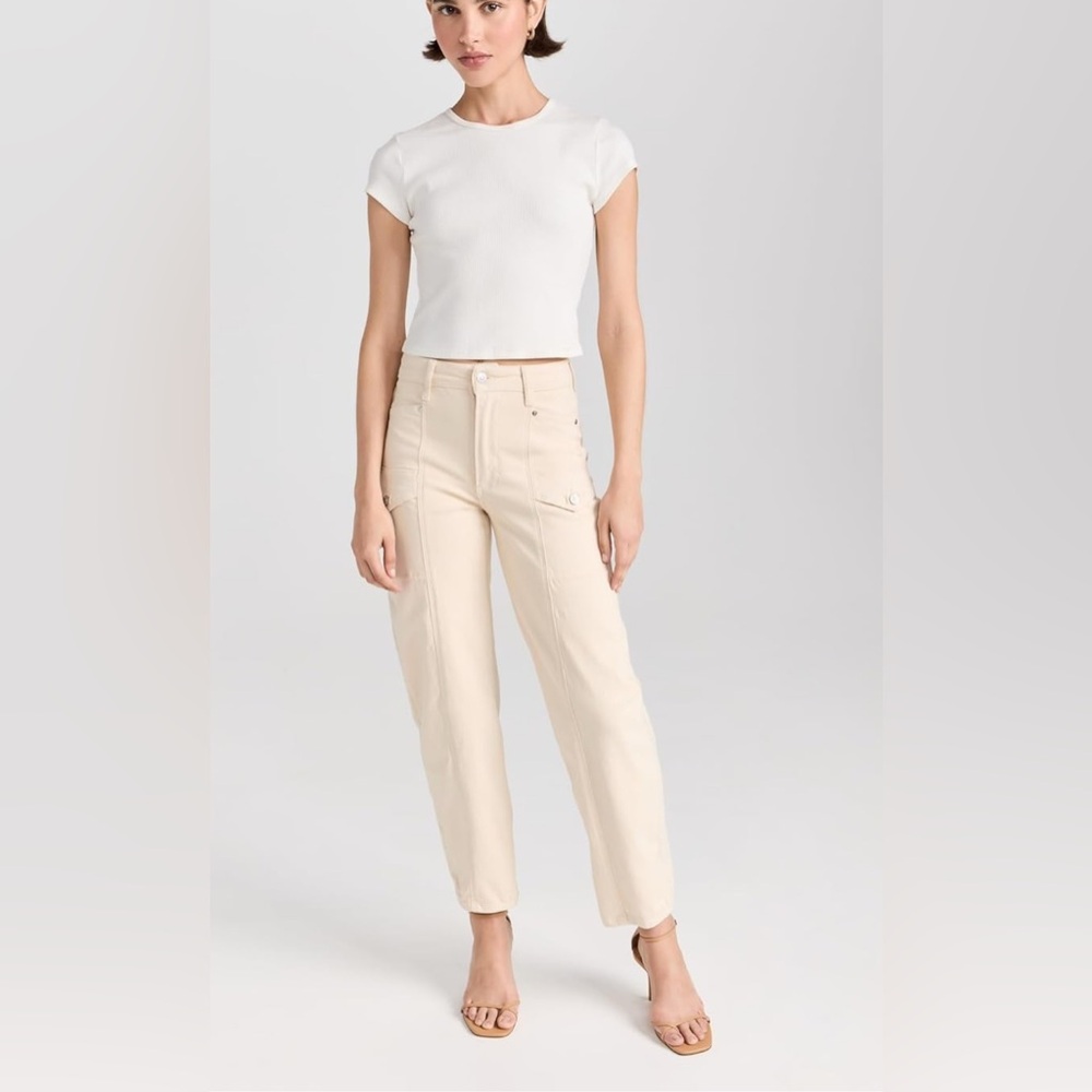 PAIGE Alexis Soft Cream Barrel Leg Trousers